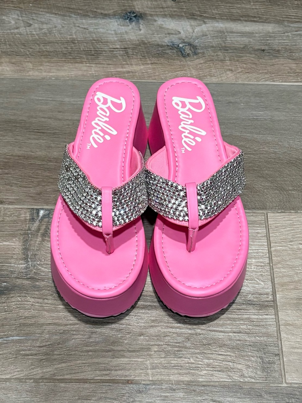 Barbie Rhinestone Platform Flip Flops 9